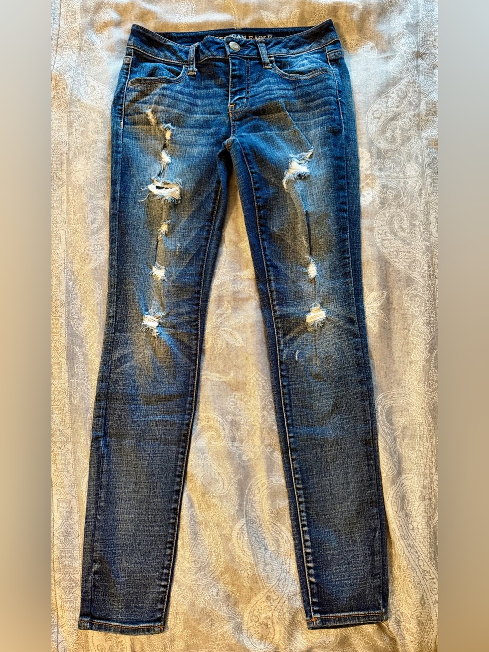 American Eagle Outfitters Distressed Dark Blue Jeggings